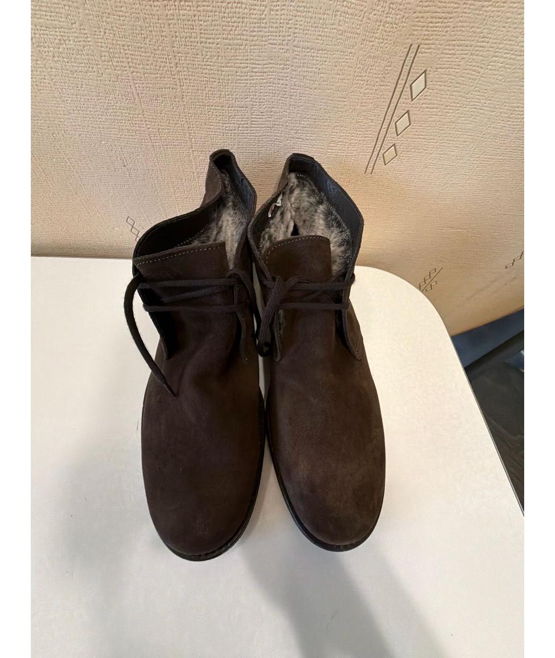 POLLINI Коричневые замшевые высокие ботинки, фото 2