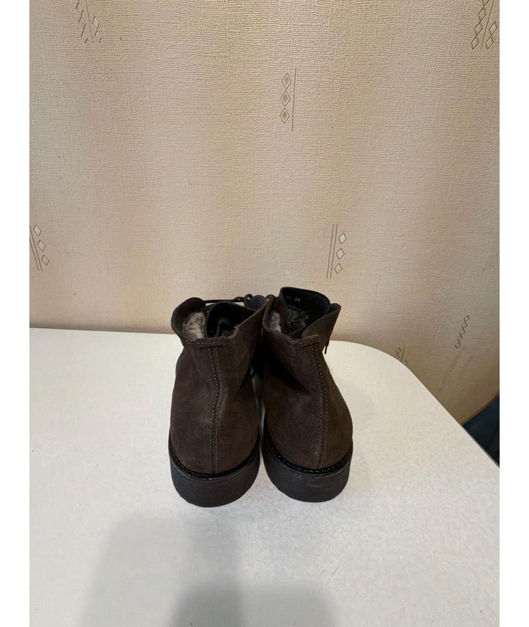 POLLINI Коричневые замшевые высокие ботинки, фото 4