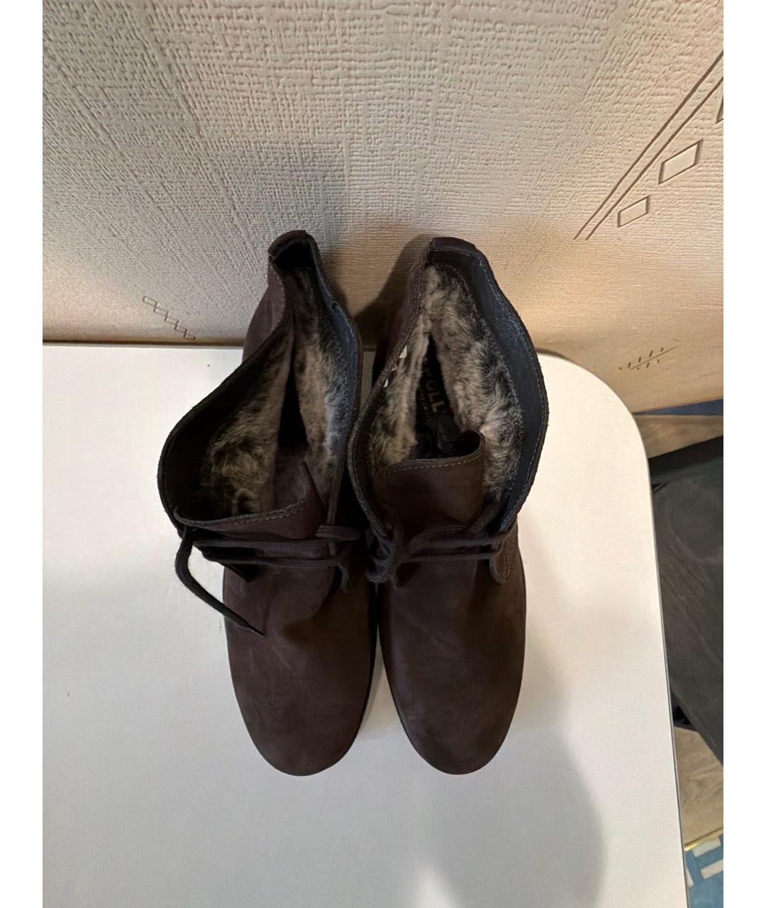 POLLINI Коричневые замшевые высокие ботинки, фото 3