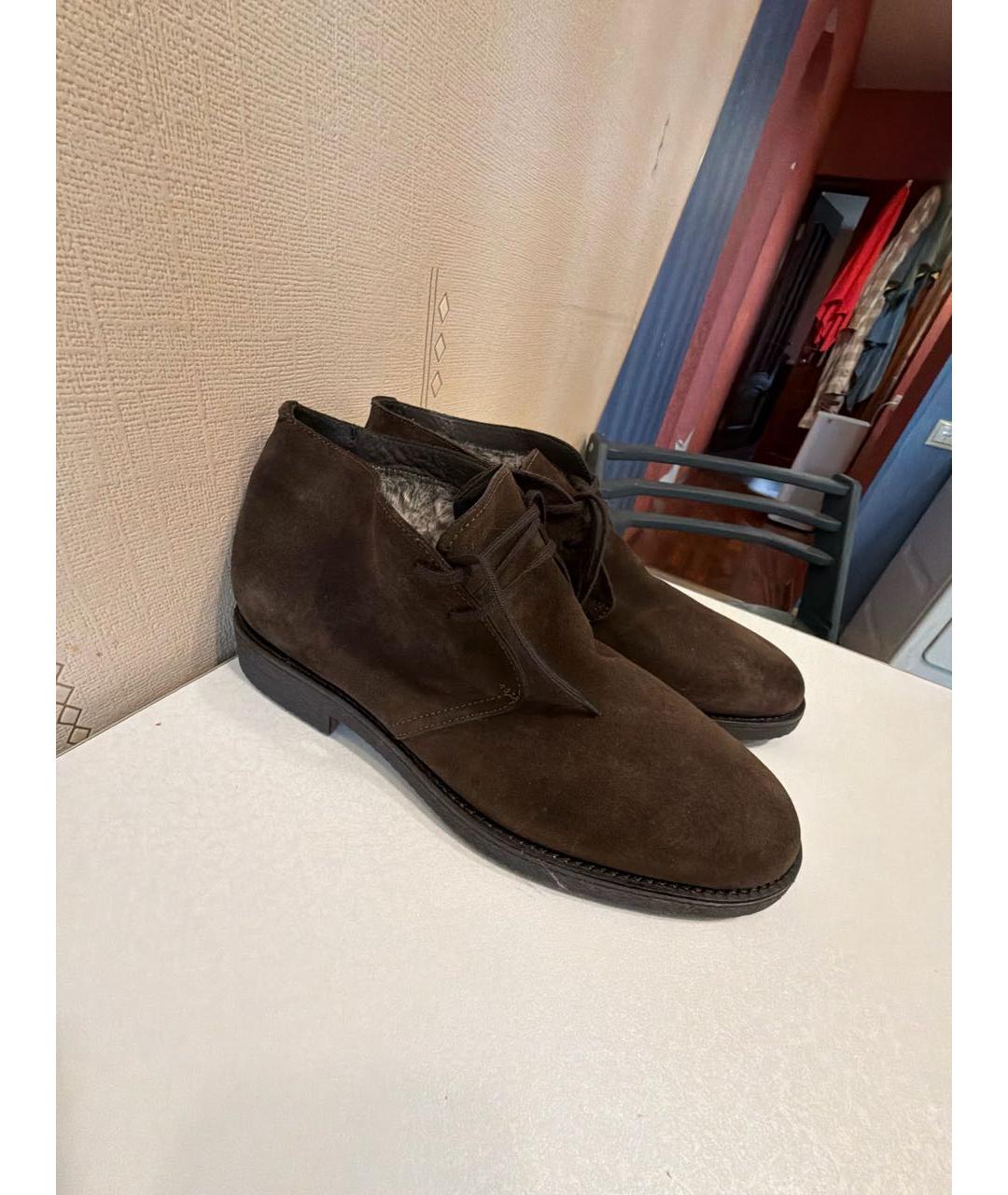 POLLINI Коричневые замшевые высокие ботинки, фото 6