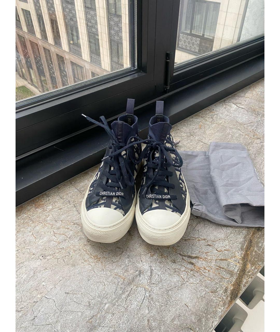 CHRISTIAN DIOR Синие текстильные кеды, фото 2