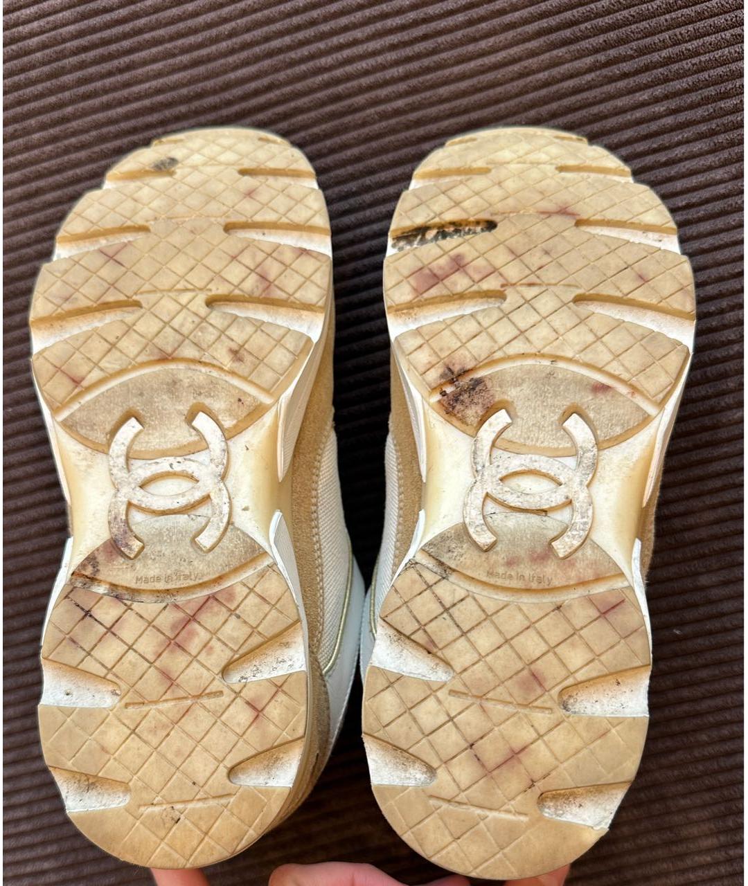 CHANEL Бежевые кожаные кроссовки, фото 7