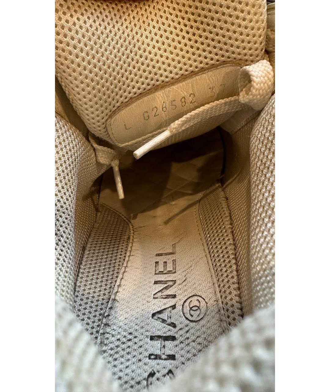 CHANEL Бежевые кожаные кроссовки, фото 6