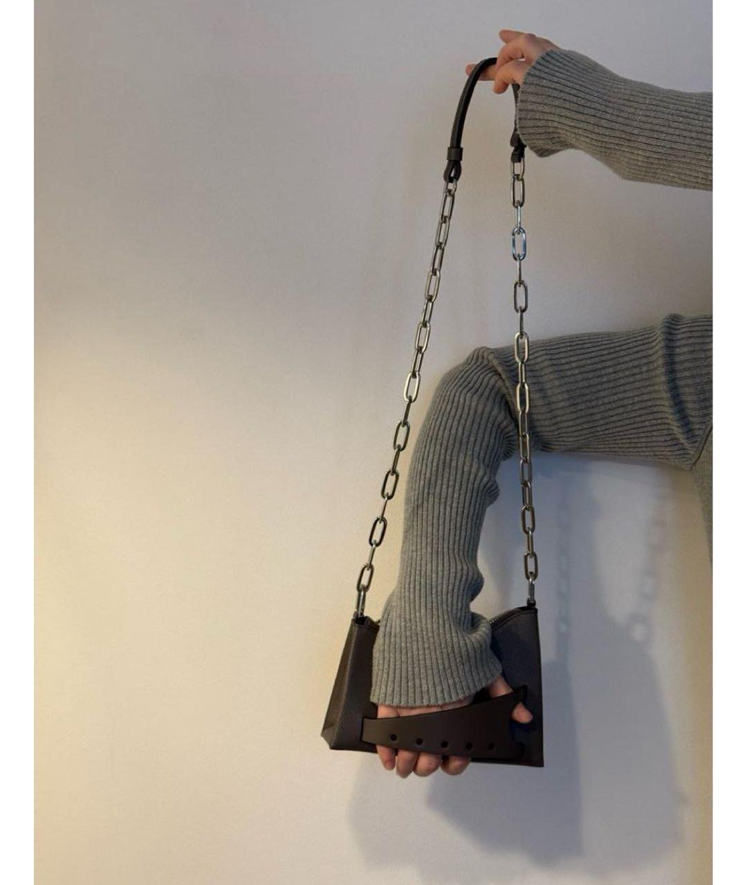 MAISON MARGIELA Коричневая кожаная сумка через плечо, фото 7