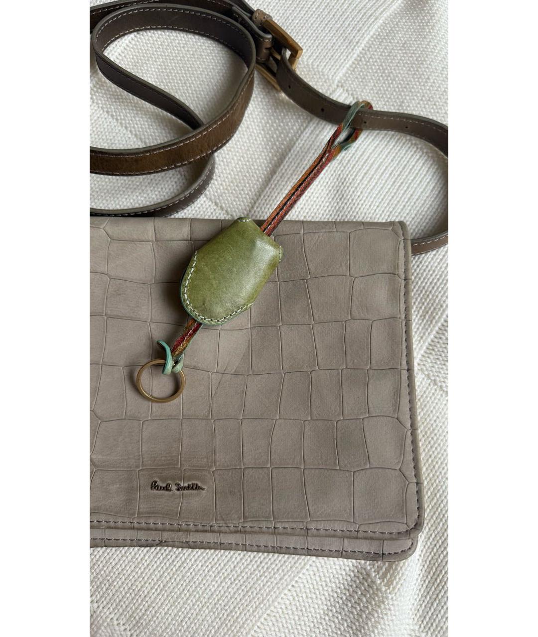 PAUL SMITH Серая сумка через плечо из искусственной кожи, фото 5