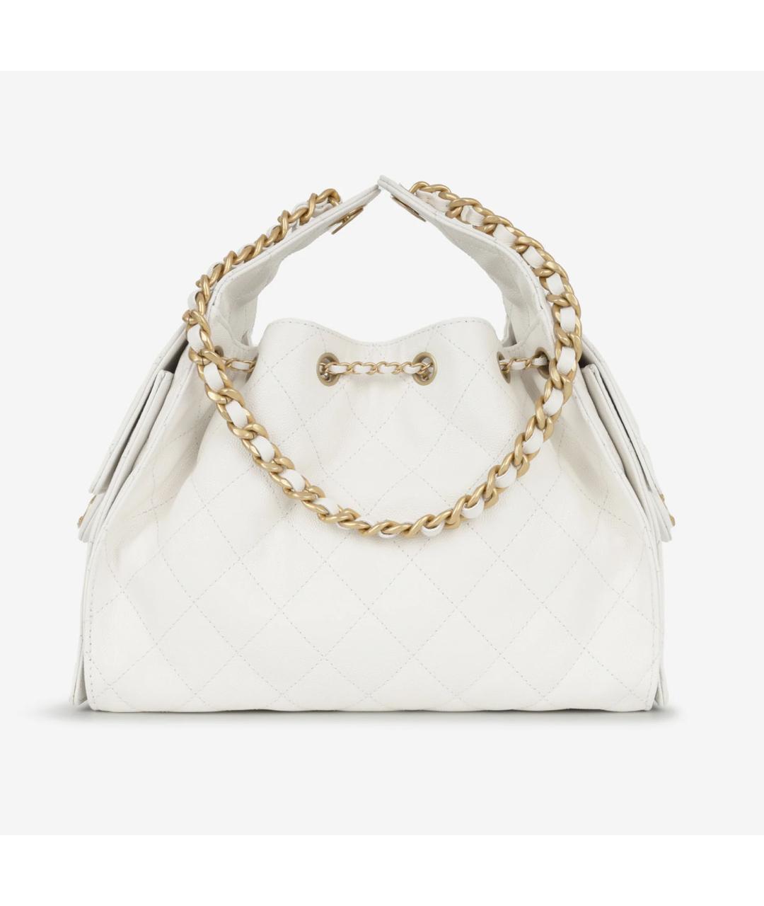 CHANEL Белая кожаная сумка тоут, фото 2