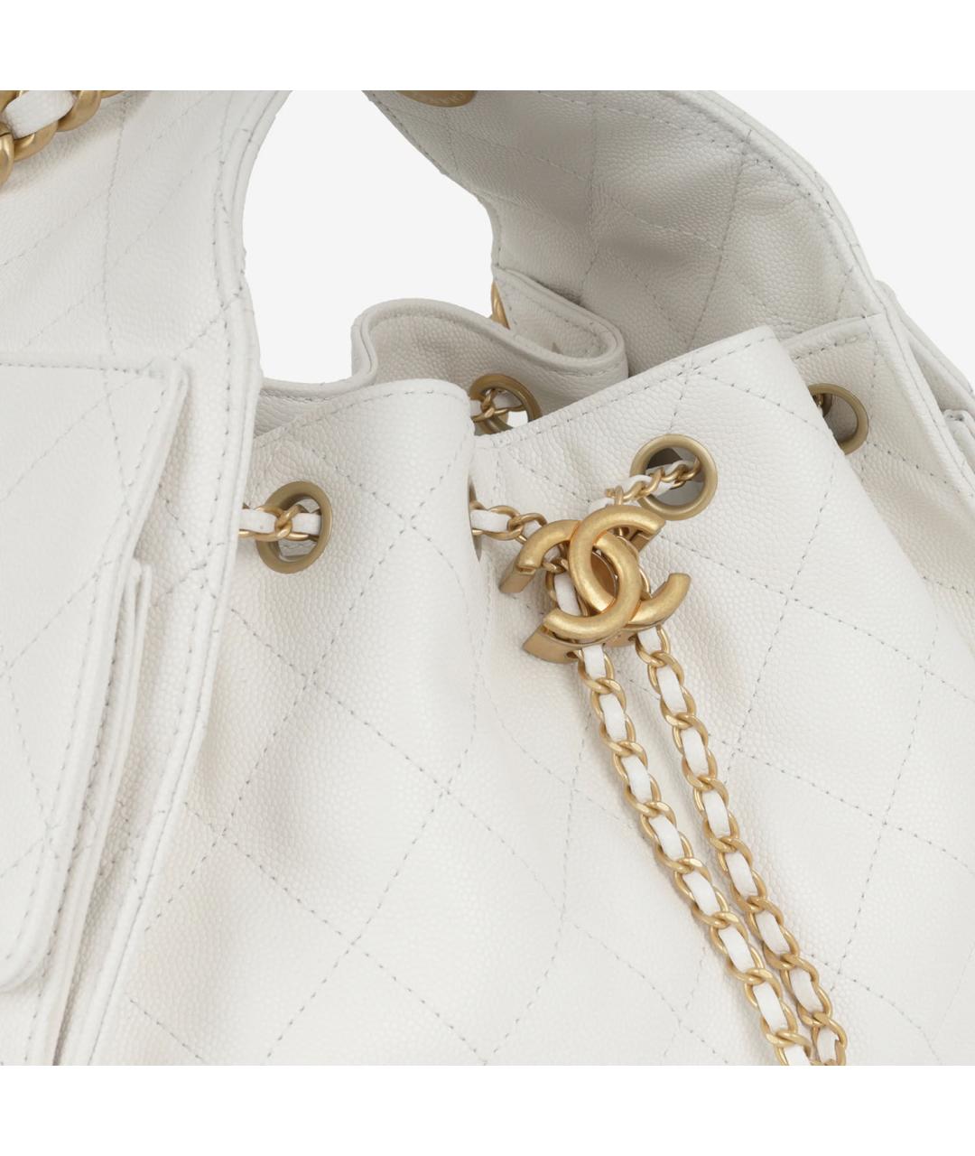 CHANEL Белая кожаная сумка тоут, фото 3