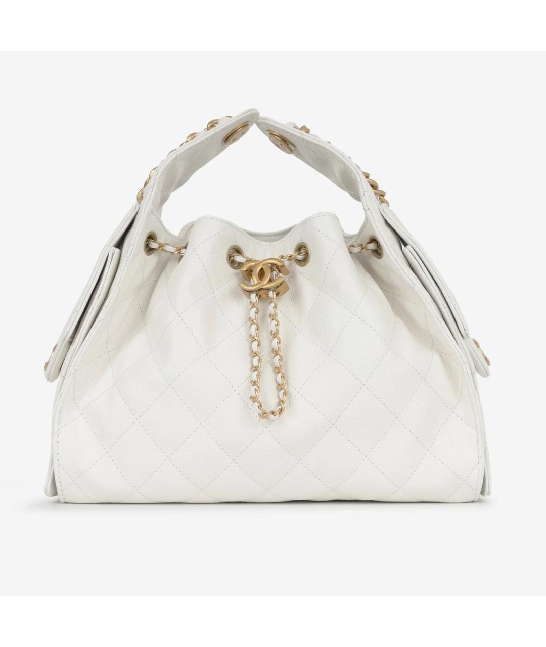 CHANEL Белая кожаная сумка тоут, фото 8