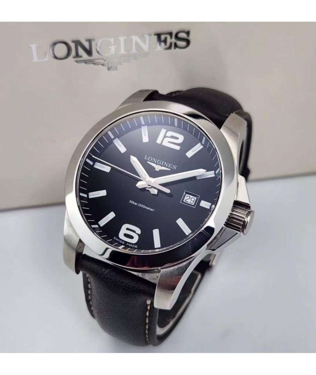 LONGINES Черные стальные часы, фото 2