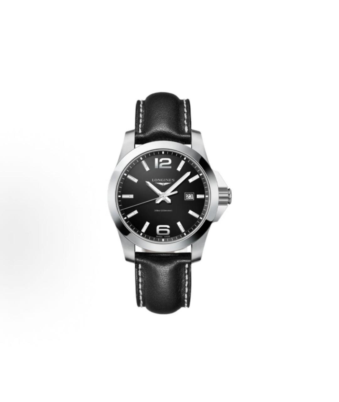 LONGINES Черные стальные часы, фото 4