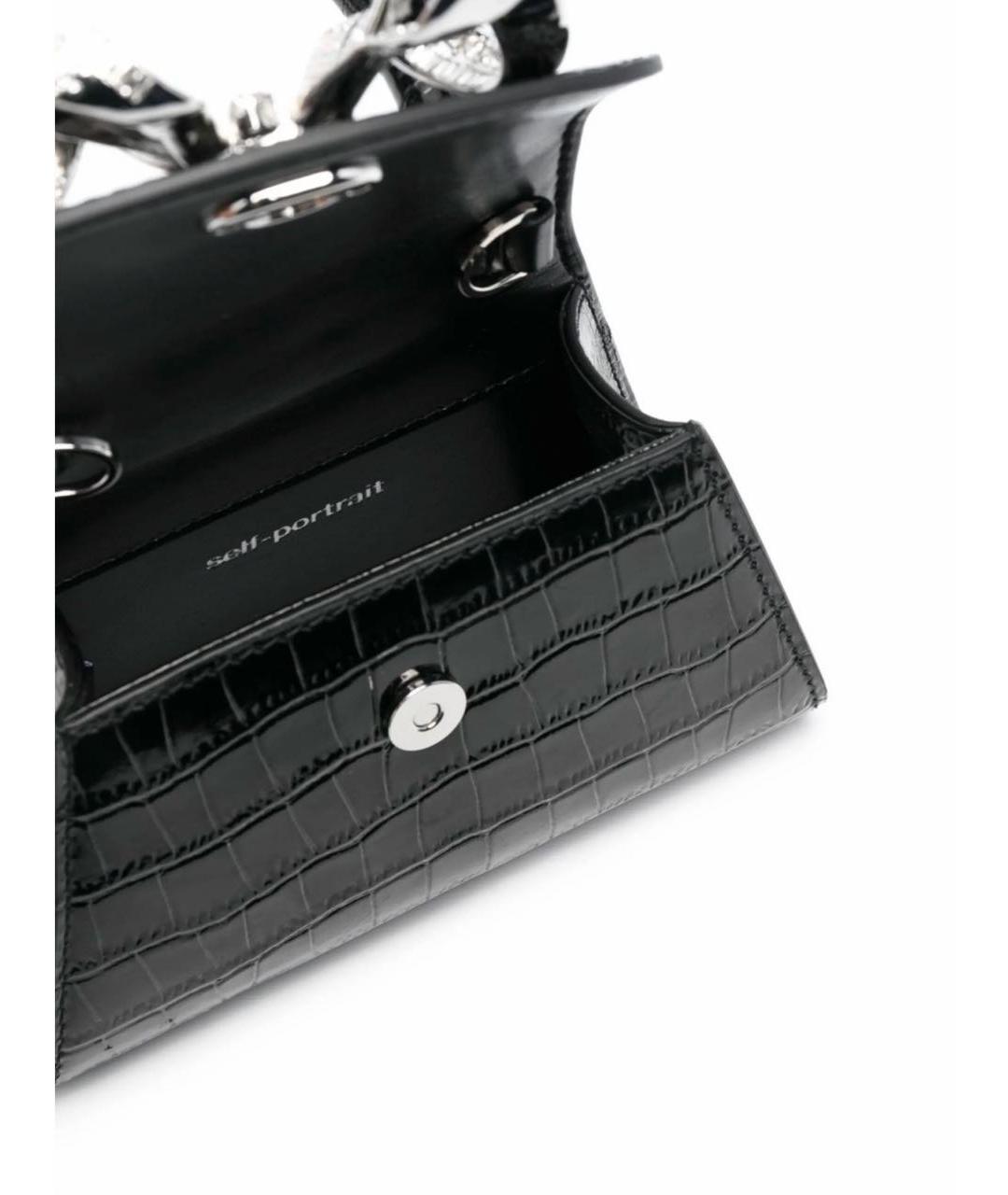 SELF-PORTRAIT Черная кожаная сумка с короткими ручками, фото 4