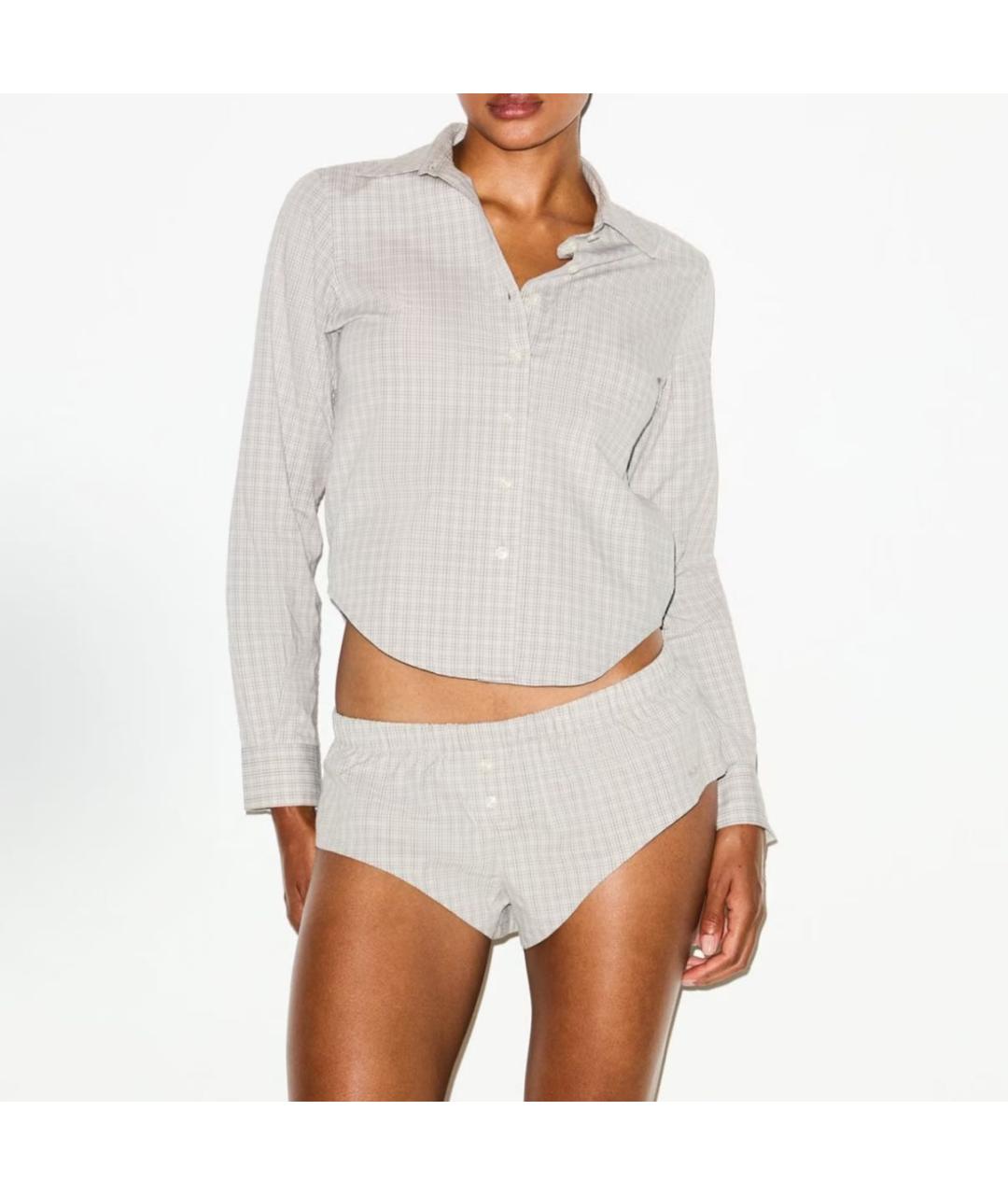 SKIMS Серая хлопковая пижама, фото 4