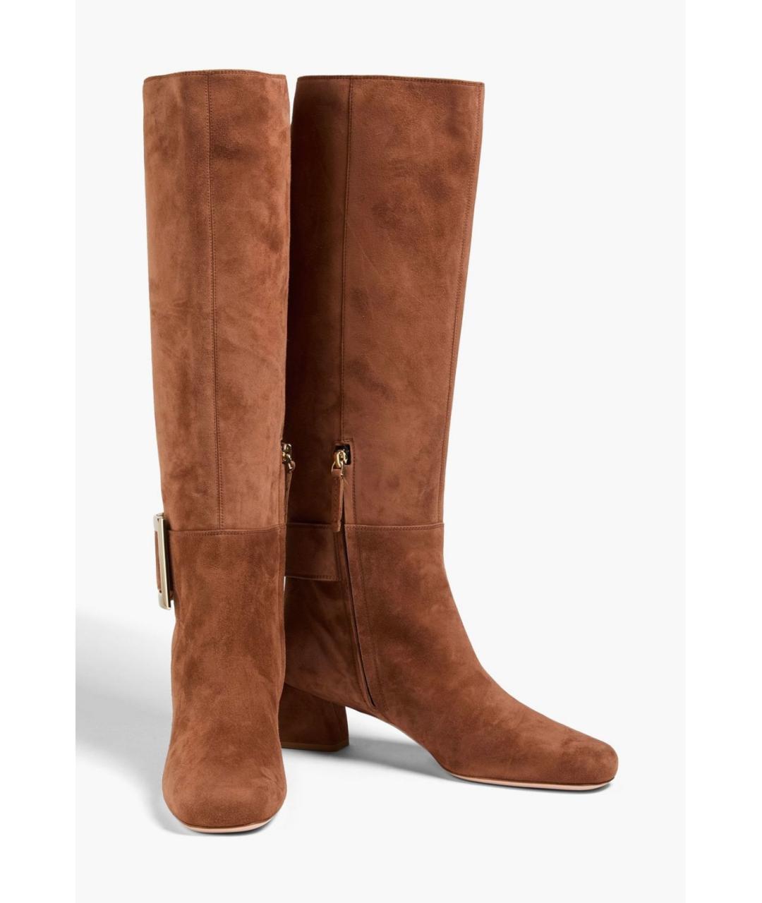 ROGER VIVIER Коричневые замшевые сапоги, фото 2