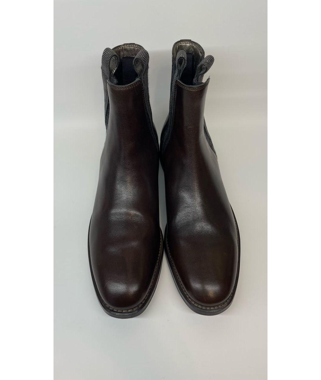 BRUNELLO CUCINELLI Коричневые кожаные полусапоги, фото 2