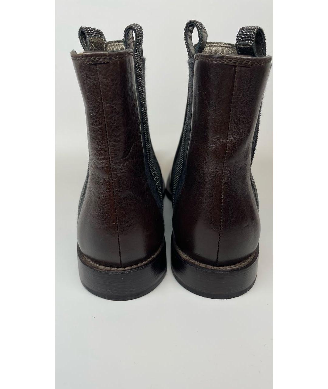 BRUNELLO CUCINELLI Коричневые кожаные полусапоги, фото 4