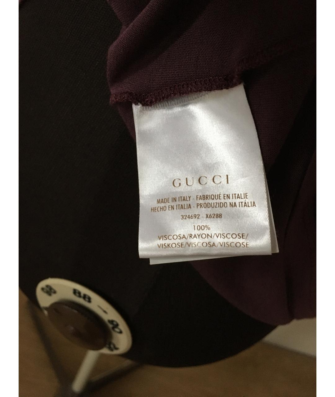 GUCCI Бордовая вискозная футболка, фото 5