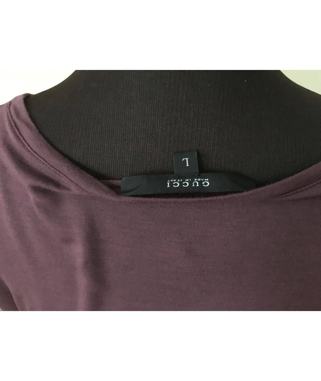 GUCCI Бордовая вискозная футболка, фото 4