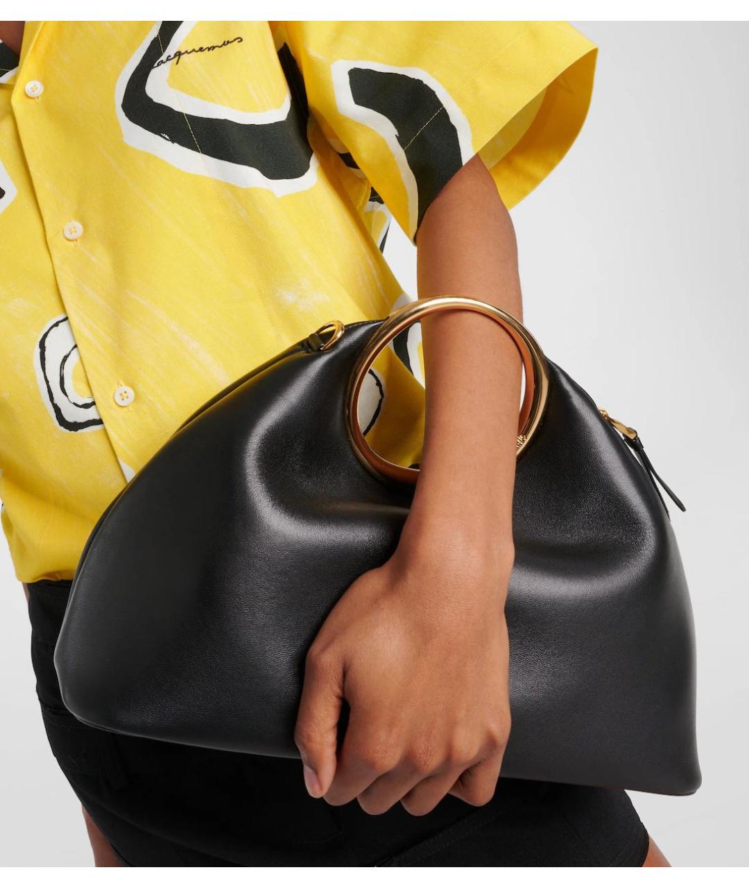 JACQUEMUS Черная кожаная сумка с короткими ручками, фото 3