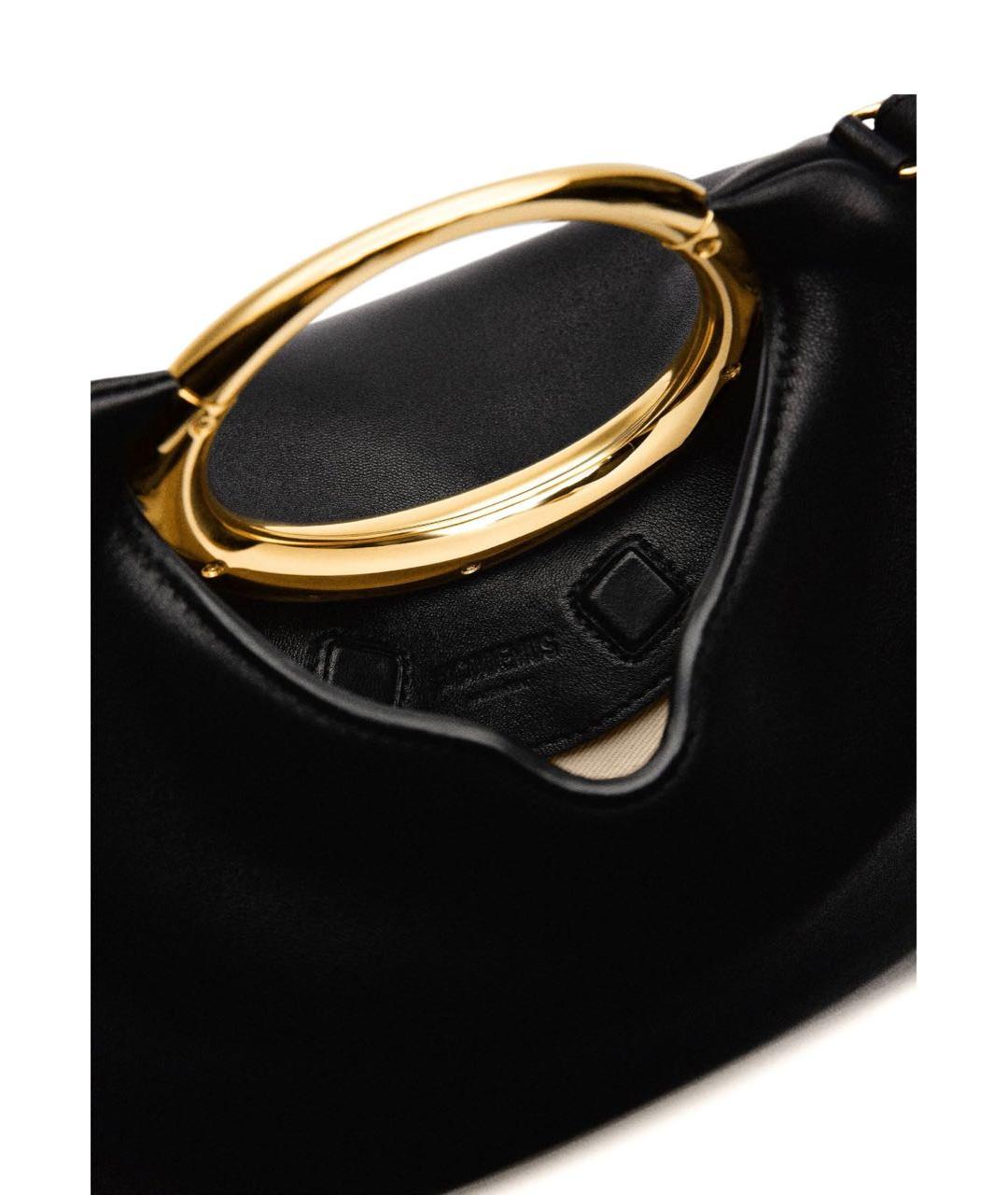 JACQUEMUS Черная кожаная сумка с короткими ручками, фото 5