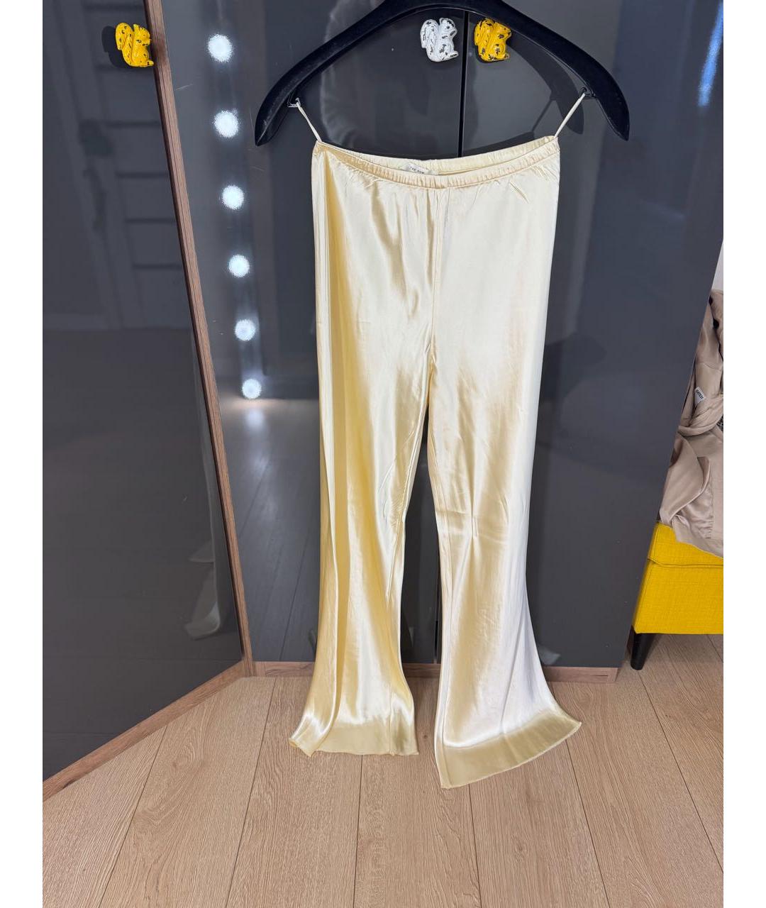 THE ROW Бежевые шелковые брюки широкие, фото 6