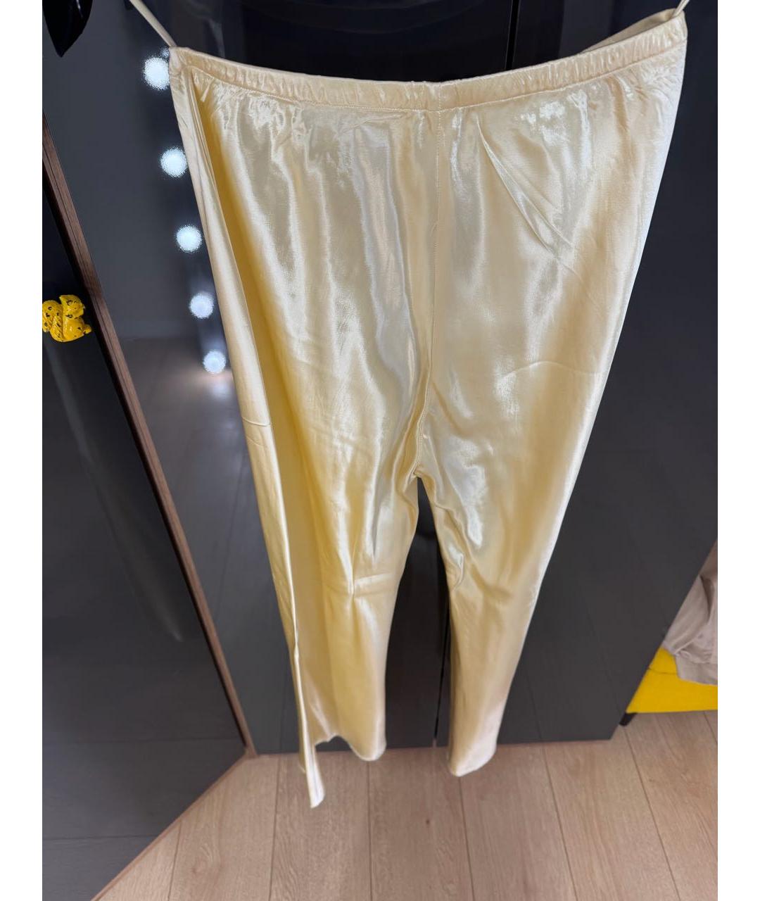 THE ROW Бежевые шелковые брюки широкие, фото 2