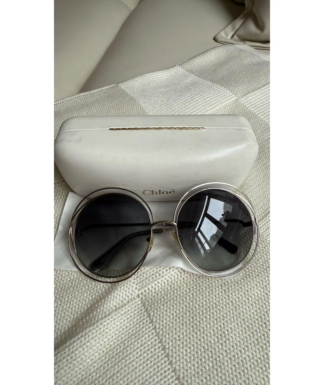 CHLOE Серебряные пластиковые солнцезащитные очки, фото 5