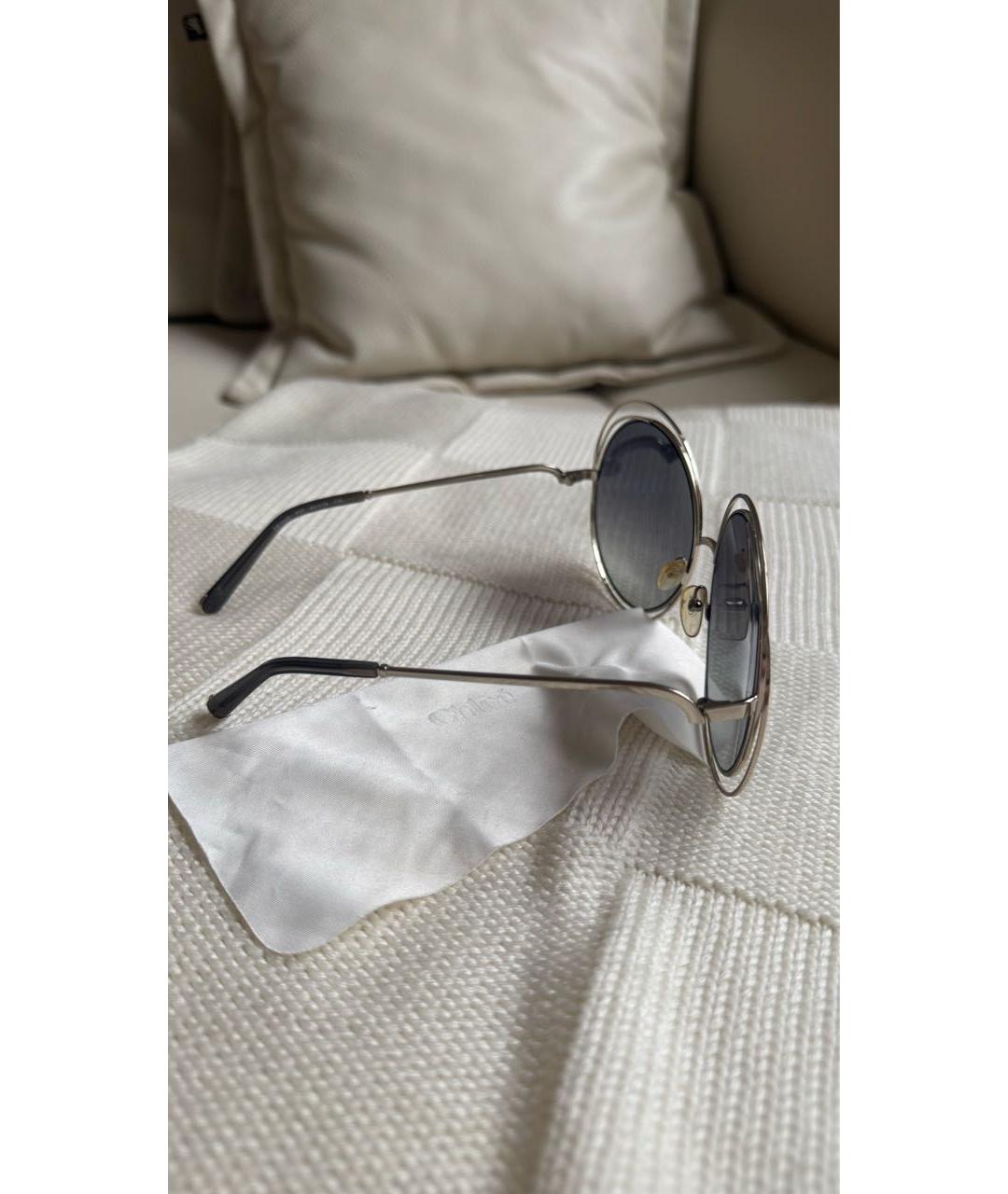 CHLOE Серебряные пластиковые солнцезащитные очки, фото 2