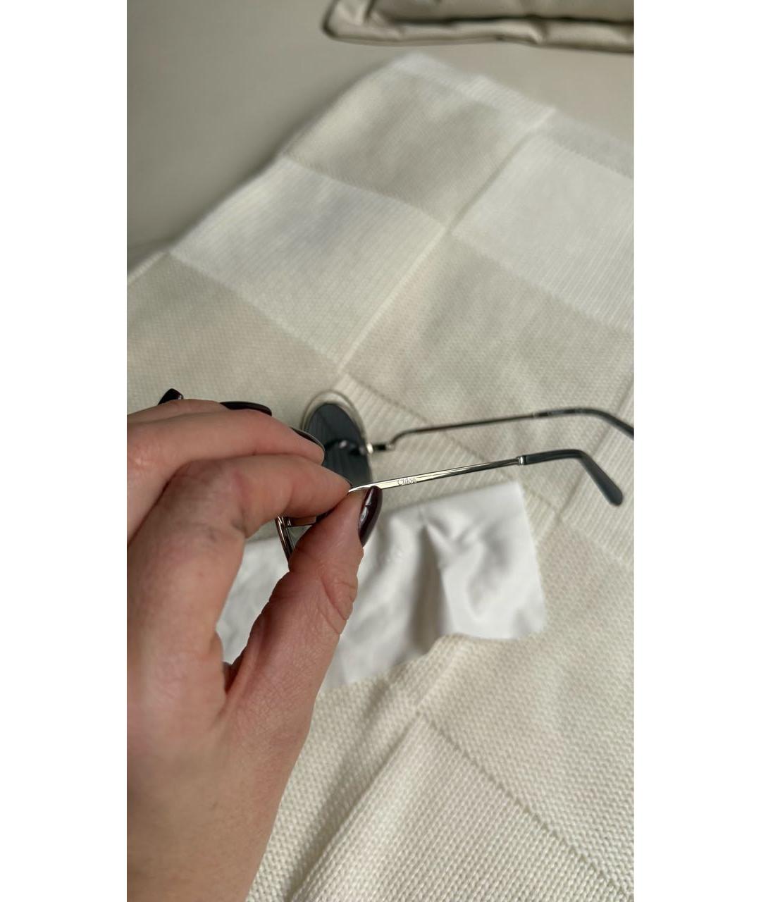 CHLOE Серебряные пластиковые солнцезащитные очки, фото 3