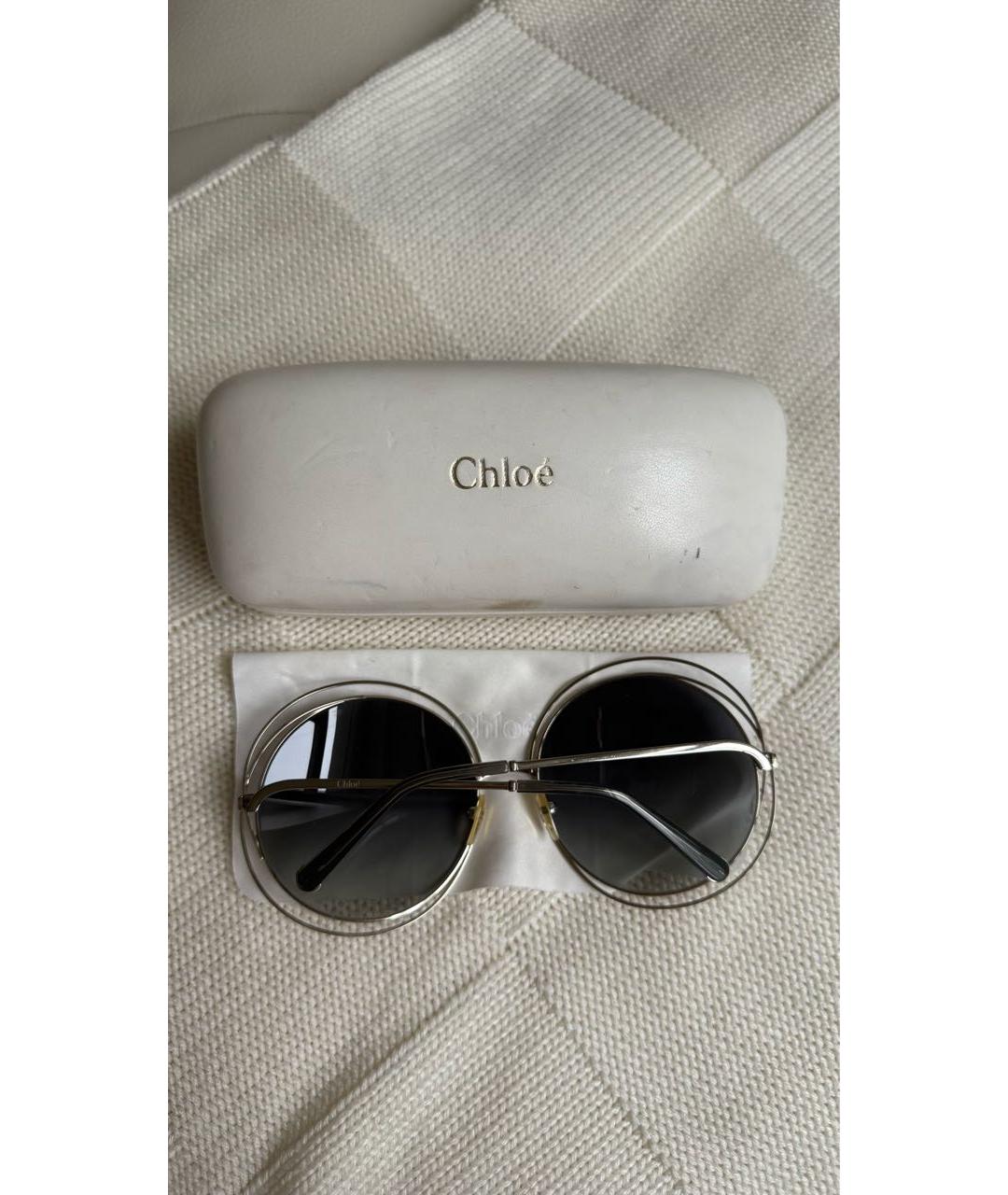 CHLOE Серебряные пластиковые солнцезащитные очки, фото 4