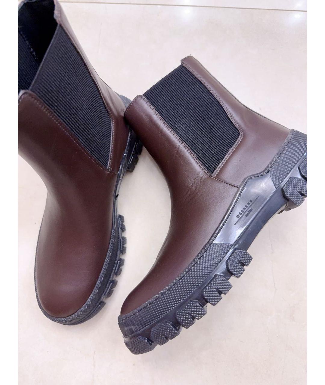 WEEKEND MAX MARA Коричневые кожаные ботинки, фото 4