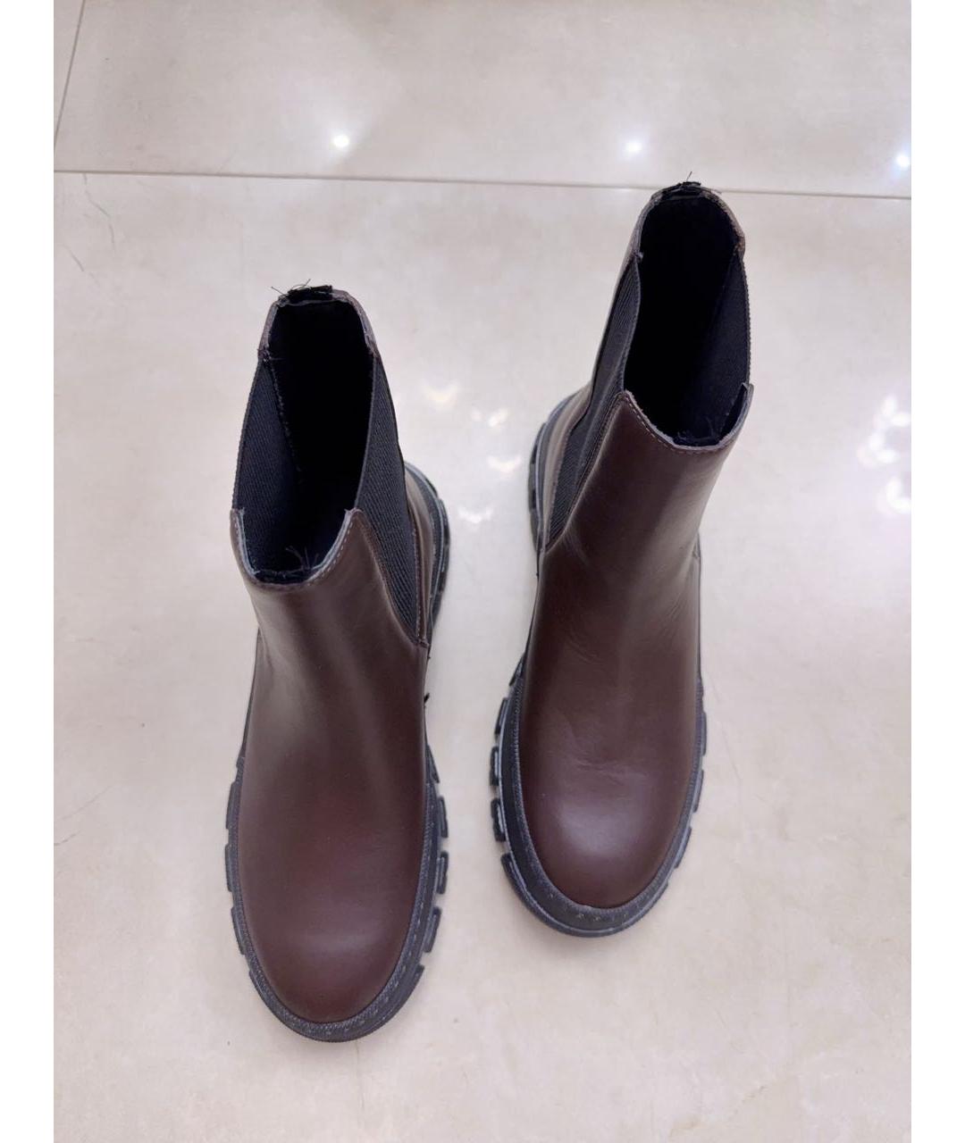 WEEKEND MAX MARA Коричневые кожаные ботинки, фото 7