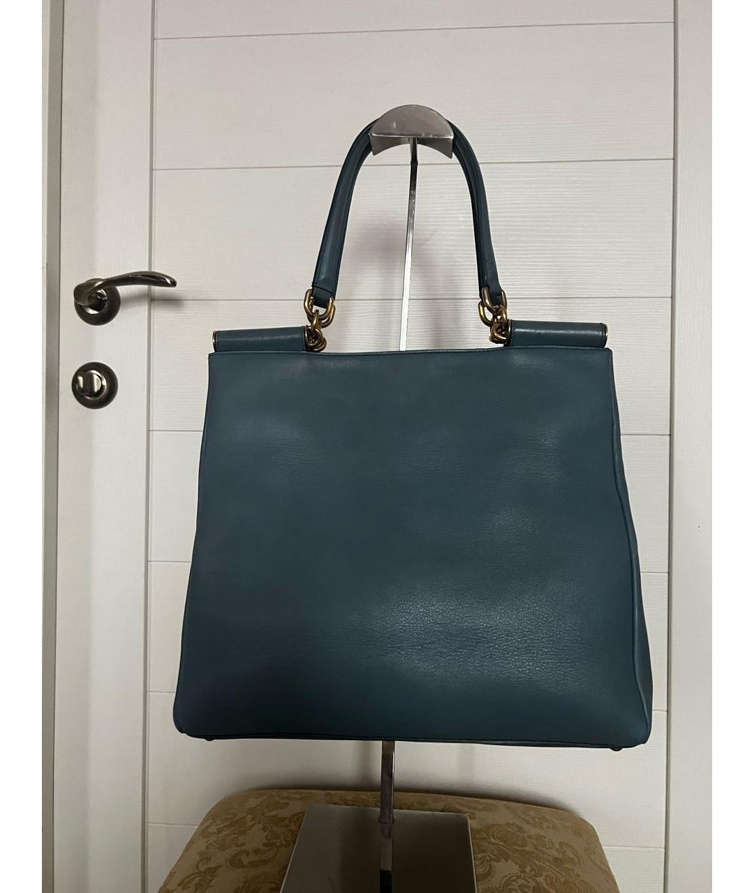 DOLCE&GABBANA Голубая кожаная сумка через плечо, фото 3