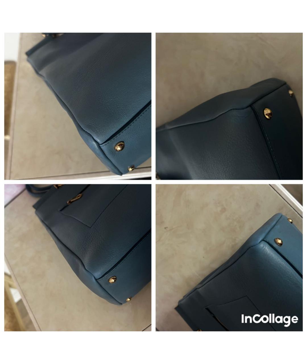 DOLCE&GABBANA Голубая кожаная сумка через плечо, фото 5