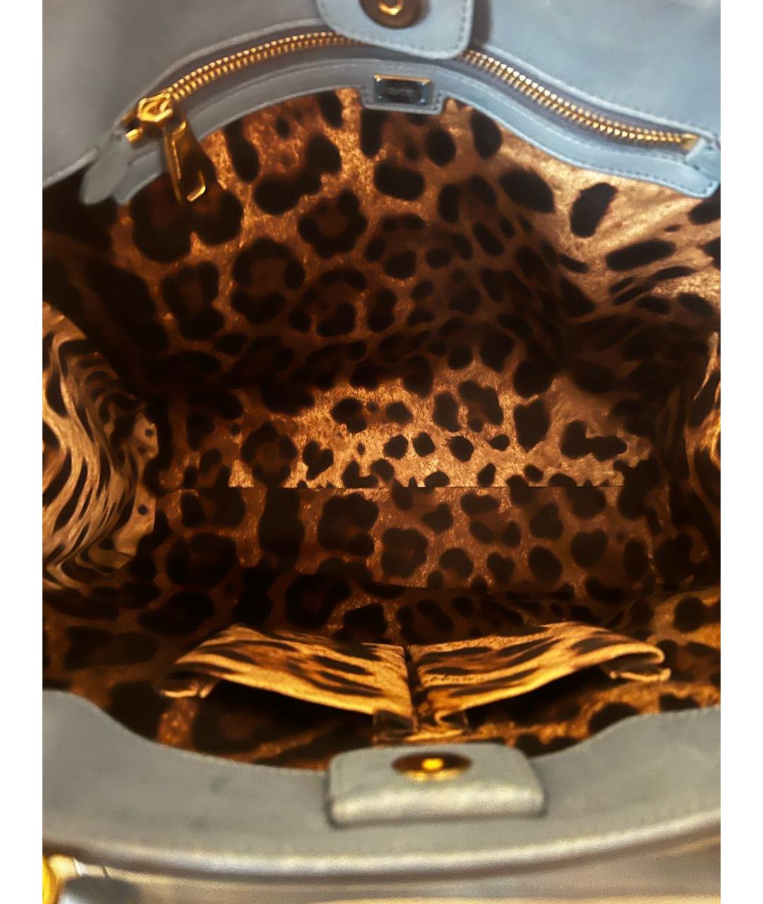 DOLCE&GABBANA Голубая кожаная сумка через плечо, фото 4