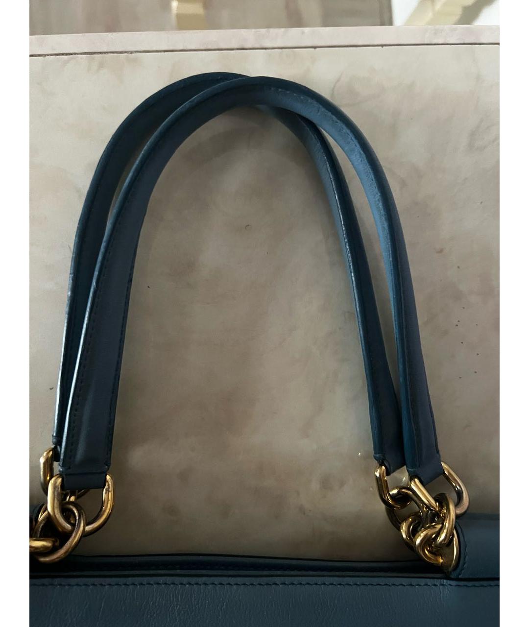 DOLCE&GABBANA Голубая кожаная сумка через плечо, фото 8
