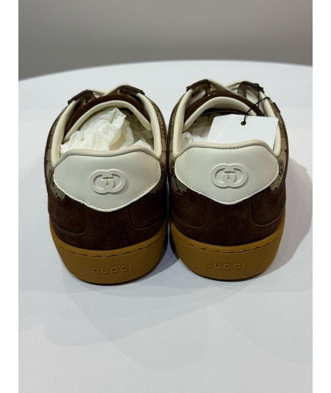 GUCCI Коричневые текстильные низкие кроссовки / кеды, фото 5