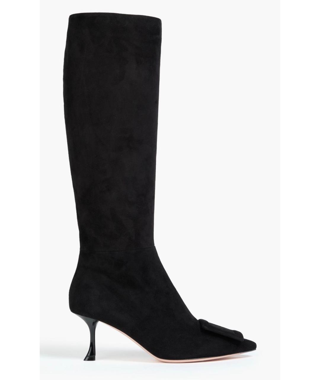 ROGER VIVIER Черные замшевые сапоги, фото 5