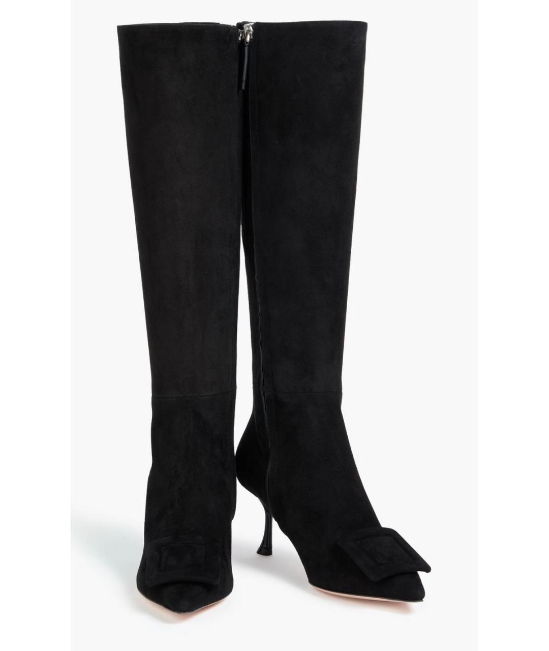 ROGER VIVIER Черные замшевые сапоги, фото 2