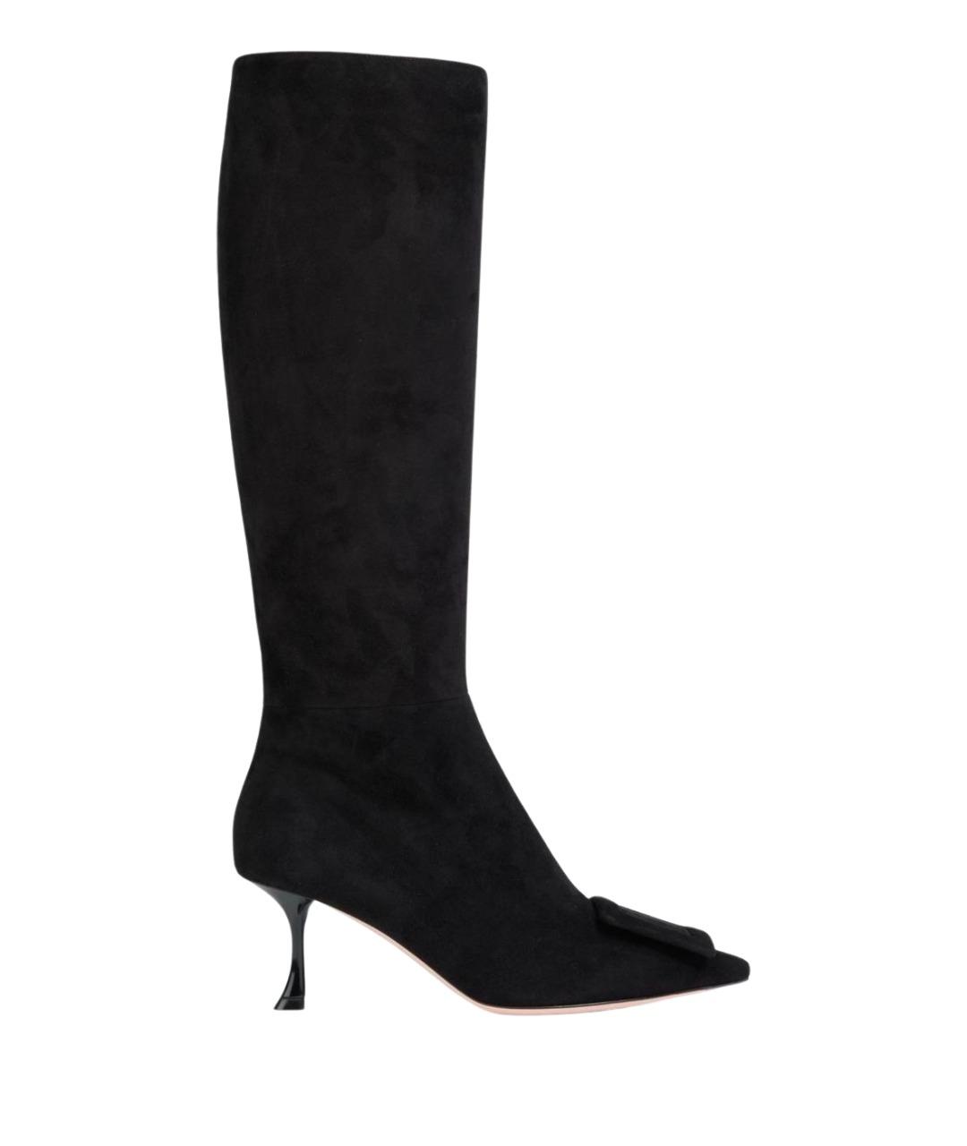 ROGER VIVIER Черные замшевые сапоги, фото 1