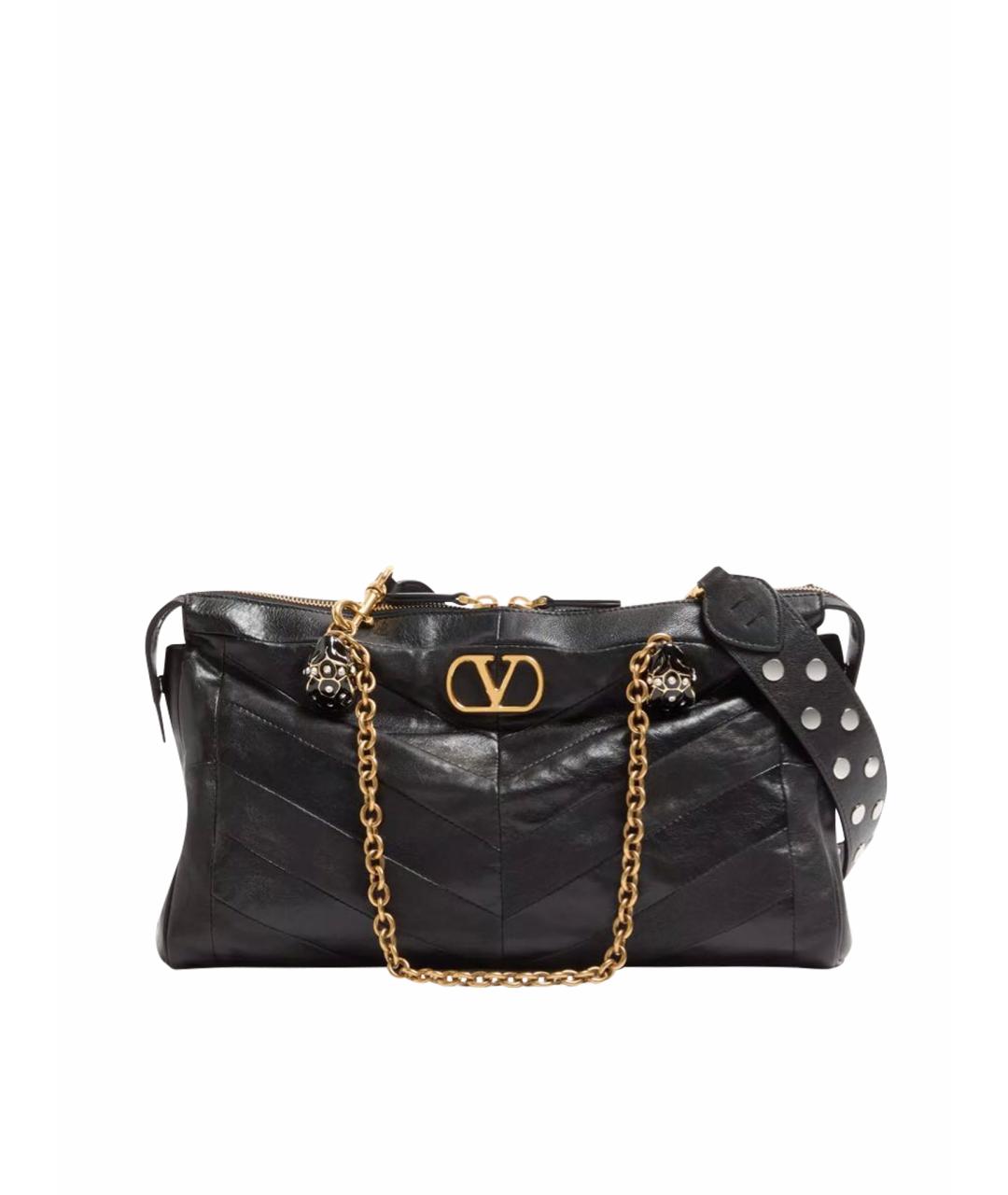 VALENTINO Черная кожаная сумка с короткими ручками, фото 1