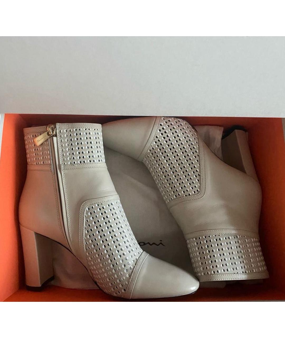 SANTONI Серые кожаные ботильоны, фото 8