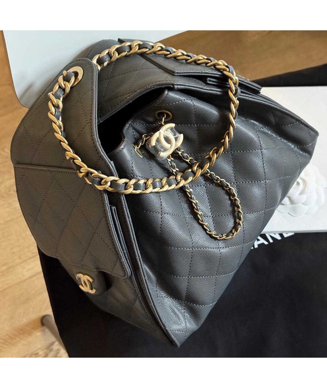 CHANEL Серая кожаная сумка тоут, фото 3