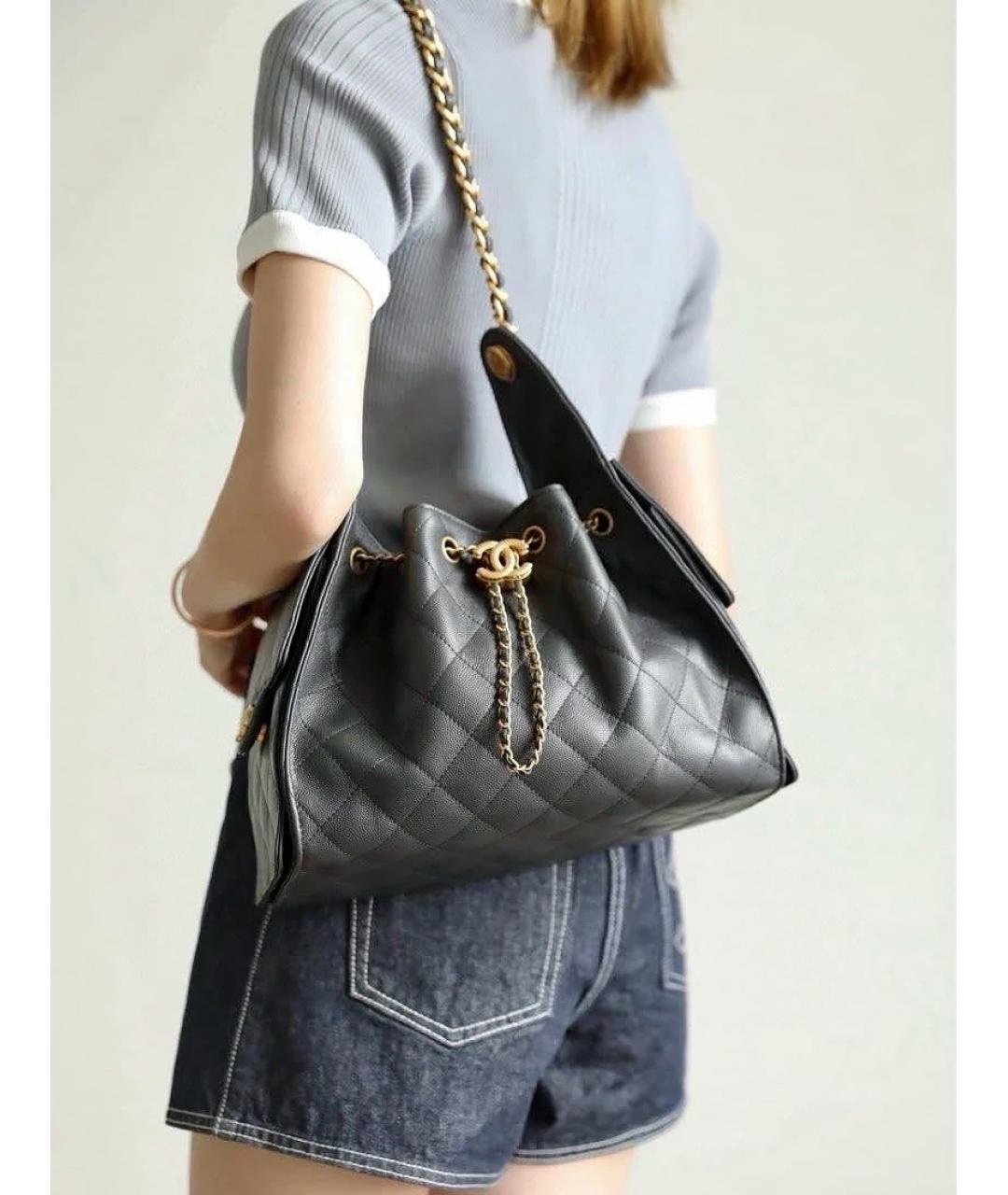 CHANEL Серая кожаная сумка тоут, фото 6