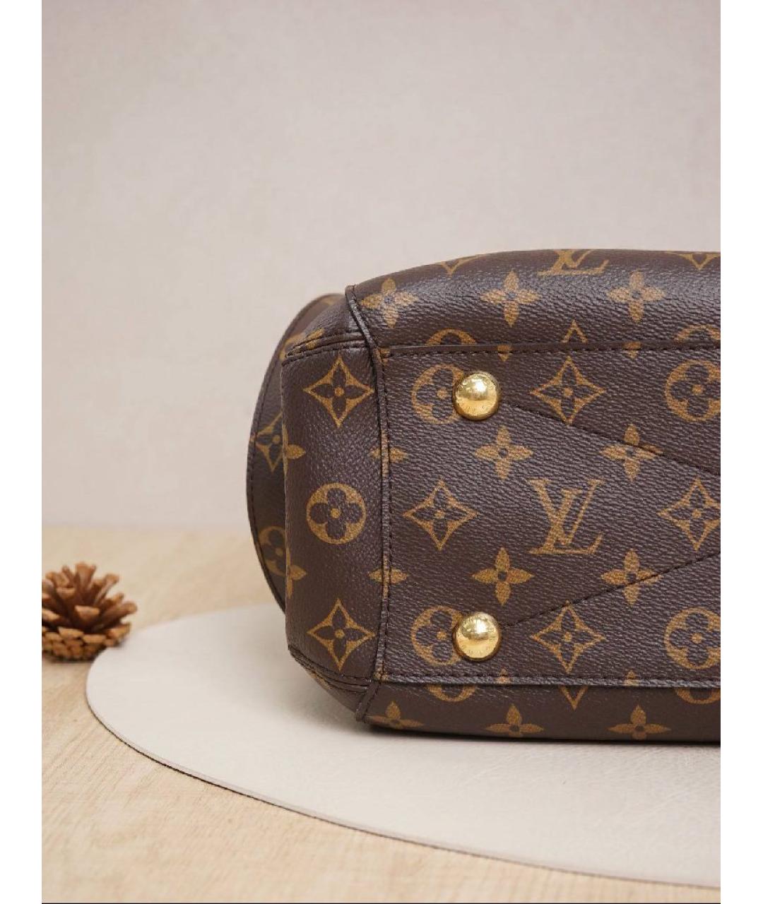 LOUIS VUITTON Коричневая кожаная сумка с короткими ручками, фото 3