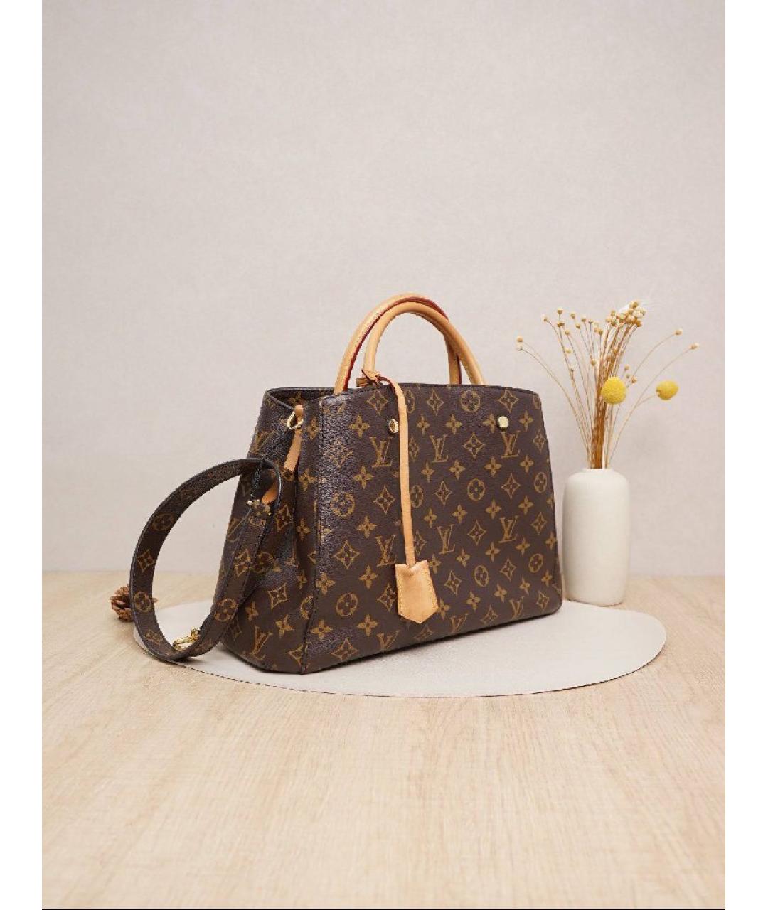 LOUIS VUITTON Коричневая кожаная сумка с короткими ручками, фото 2