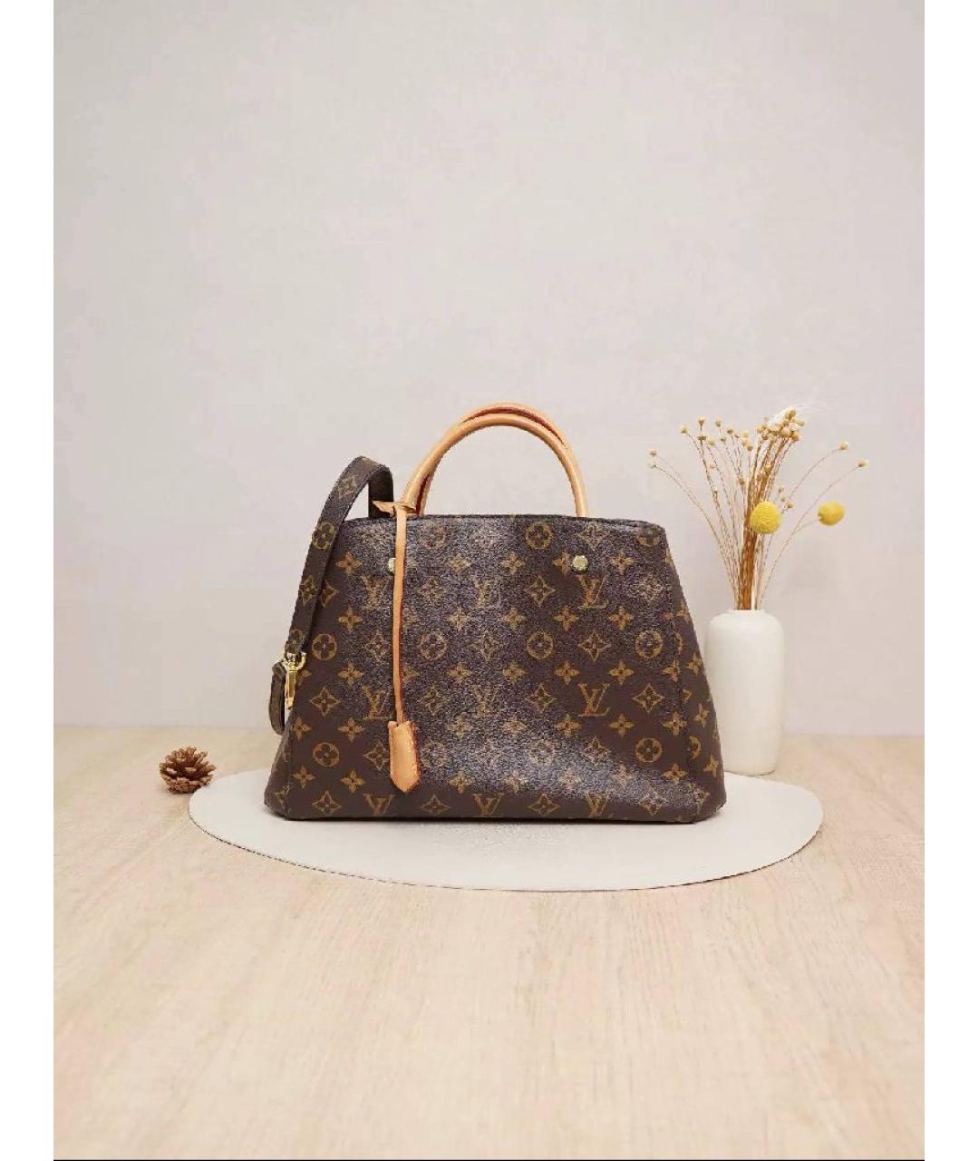 LOUIS VUITTON Коричневая кожаная сумка с короткими ручками, фото 9