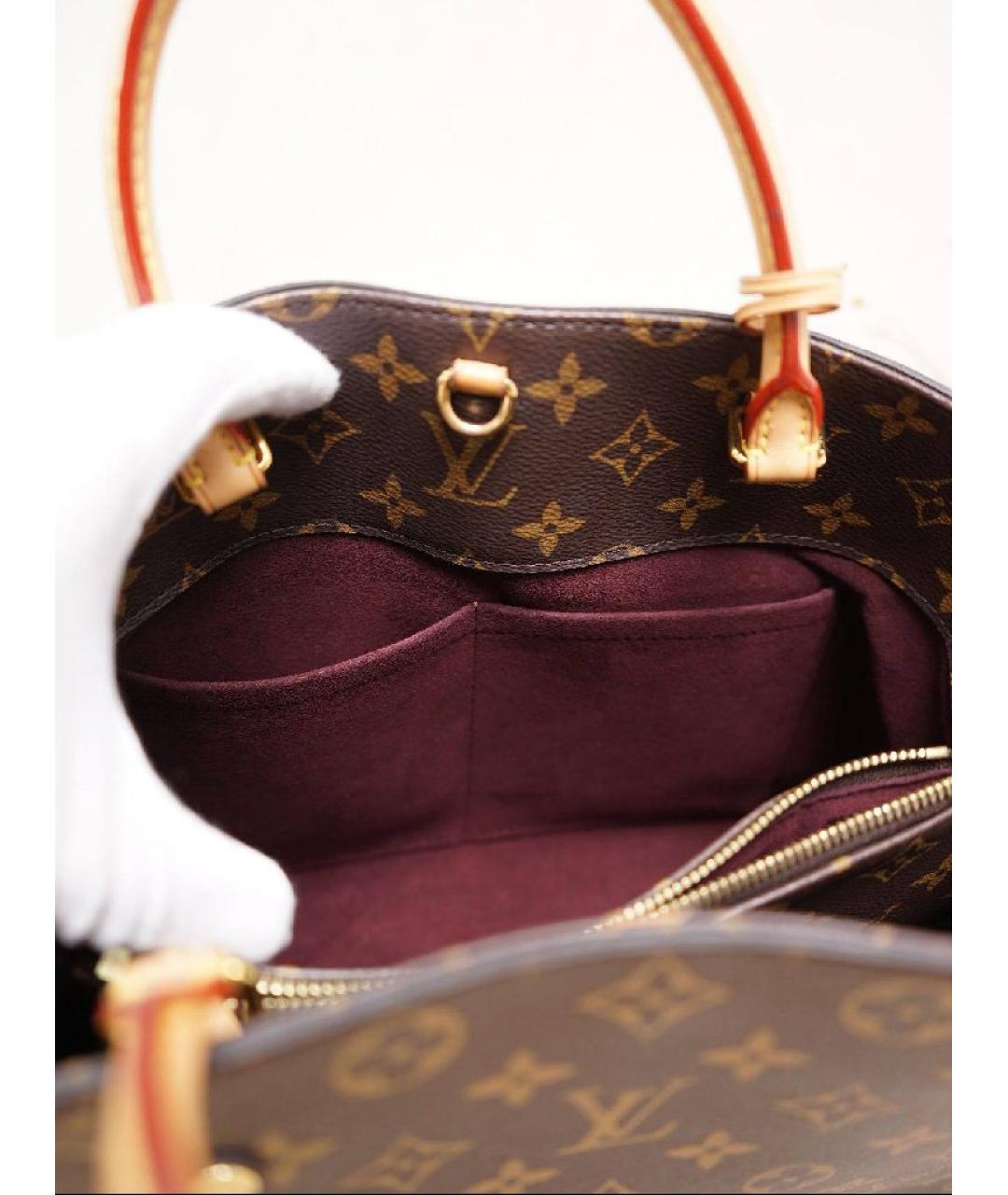 LOUIS VUITTON Коричневая кожаная сумка с короткими ручками, фото 7