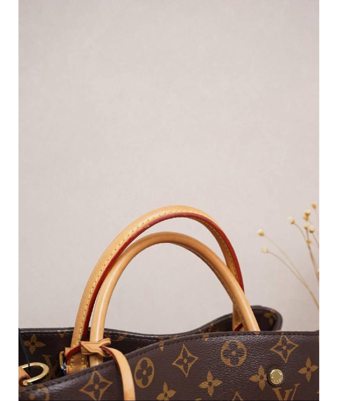 LOUIS VUITTON Коричневая кожаная сумка с короткими ручками, фото 5