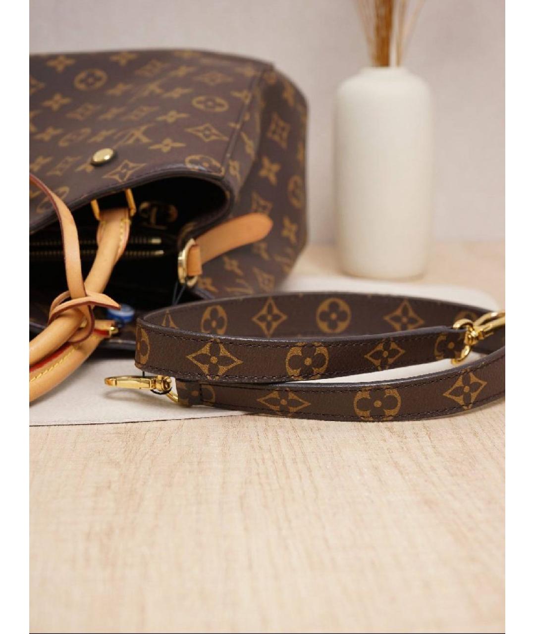 LOUIS VUITTON Коричневая кожаная сумка с короткими ручками, фото 6