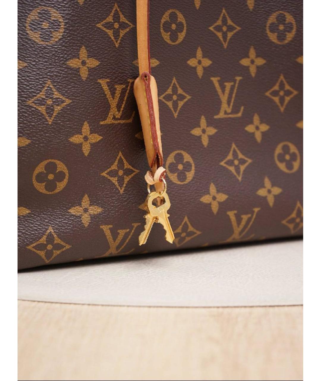 LOUIS VUITTON Коричневая кожаная сумка с короткими ручками, фото 4